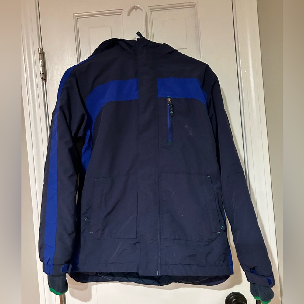 Lands End Blue Hooded Winter Jacket Size Large (14-16)